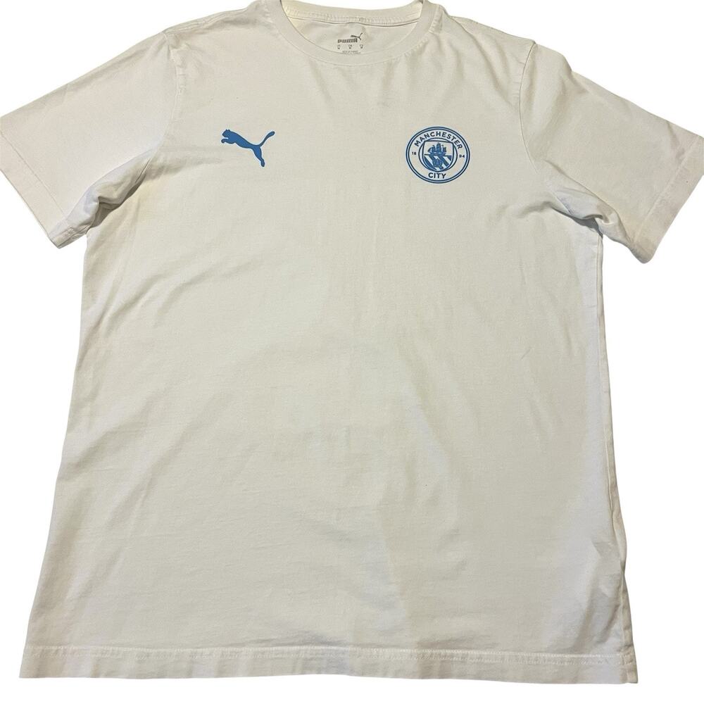 PUMA Manchester City First Mile Pre Match T-Shirt Men’s M White Soccer MCFC